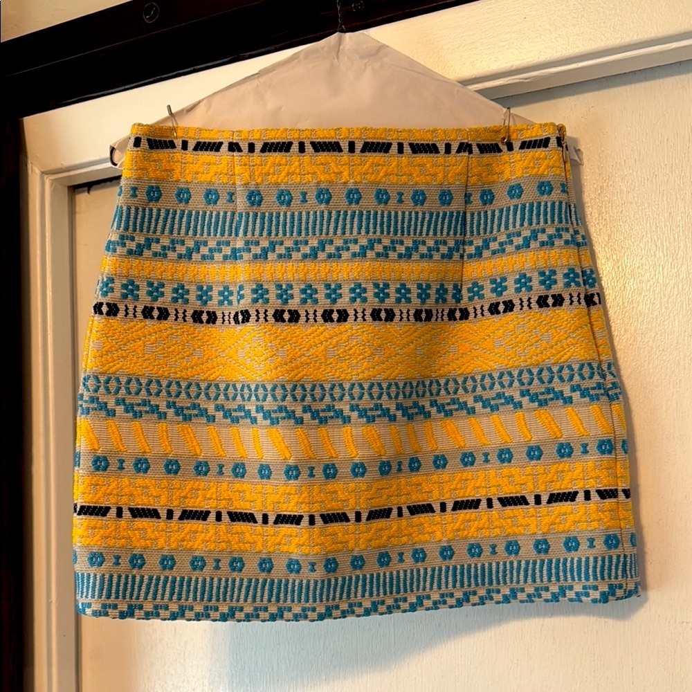 Zara Patterned Yellow and Blue Skirt